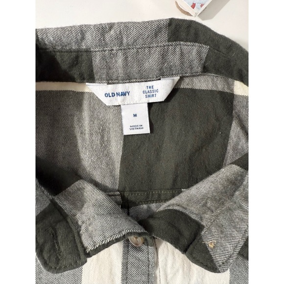 Old Navy Classic Shirt Womens Medium Green Buffalo Plaid Button Down Cotton - Picture 5 of 10